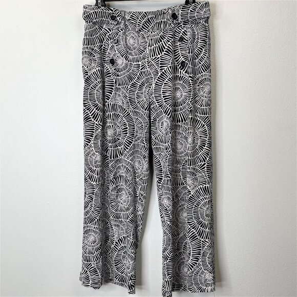 Robert Louis Pants Size‎ Large Geometric Elastic Waist Sailor Buttons High Rise - Picture 1 of 9